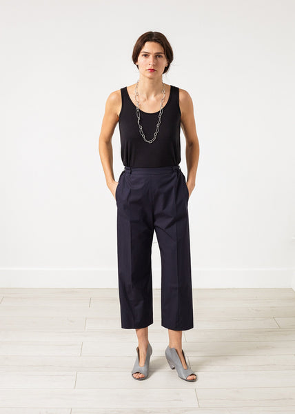 Wide Cropped Trouser in Navy - gstuffpro.com