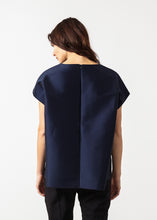 Tucked Sleeve Blouse in Navy - gstuffpro.com