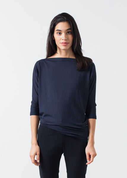 Boat Neck Top in Marine - gstuffpro.com
