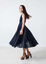 Voile V-Neck Dress in Navy - gstuffpro.com