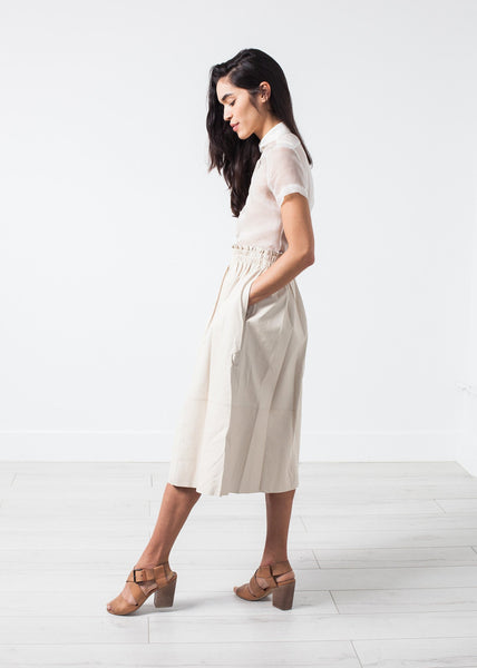 Eulera Leather Skirt in Cream - gstuffpro.com
