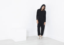 Knit Hooded Jumpsuit in Black - gstuffpro.com