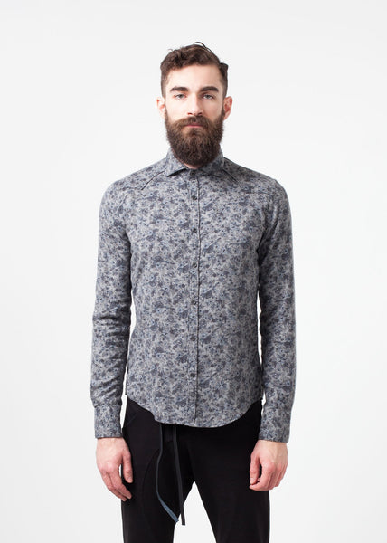 Western Arkansas Button-Up in Grey Floral - gstuffpro.com