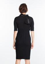 Tie Neck Wool Dress in Black - gstuffpro.com