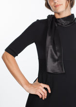 Tie Neck Wool Dress in Black - gstuffpro.com
