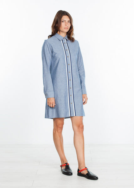Chambray Shirtdress in Blue - gstuffpro.com