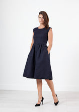 Pleated Rita Dress in Dark Navy - gstuffpro.com