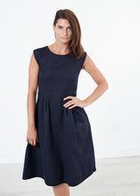 Pleated Rita Dress in Dark Navy - gstuffpro.com