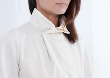 Full Collar Poplin Blouse in Off White - gstuffpro.com