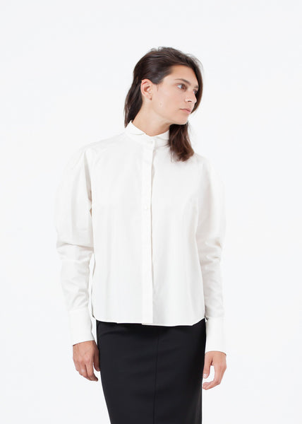 Trim Collar Poplin Blouse in Off White - gstuffpro.com