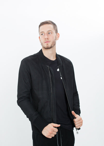 Broken Leather Bomber in Black - gstuffpro.com