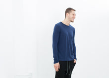 Cashmere Jersey Long Sleeve Tee in Navy - gstuffpro.com