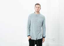 Kasuri Jersey Button-Up in Blue Grey - gstuffpro.com