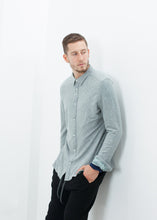 Kasuri Jersey Button-Up in Blue Grey - gstuffpro.com