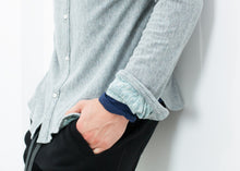 Kasuri Jersey Button-Up in Blue Grey - gstuffpro.com