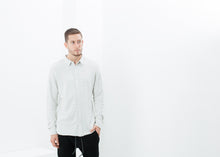 Kasuri Jersey Button-Up in Ivory/Black - gstuffpro.com