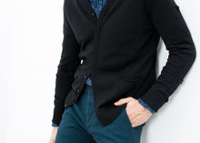 Hidden Placket Cardigan in Black - gstuffpro.com