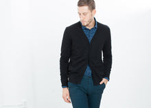 Hidden Placket Cardigan in Black - gstuffpro.com