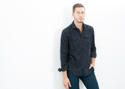 Western Arkansas Button-Up in Dark Hash Floral - gstuffpro.com