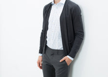 Hidden Placket Cardigan in Charcoal - gstuffpro.com