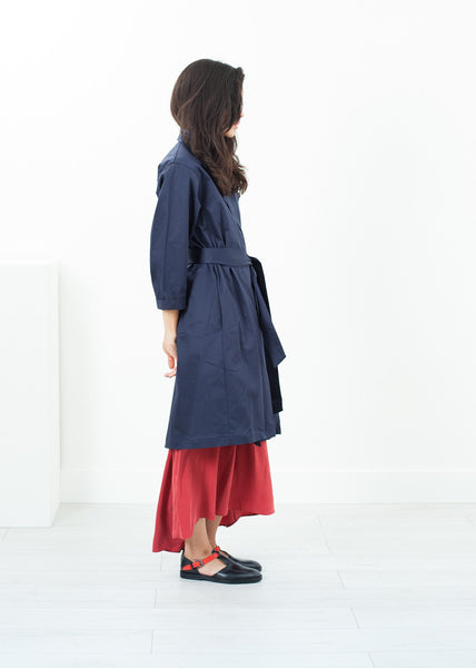 Sateen Trench in Navy - gstuffpro.com