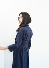 Sateen Trench in Navy - gstuffpro.com