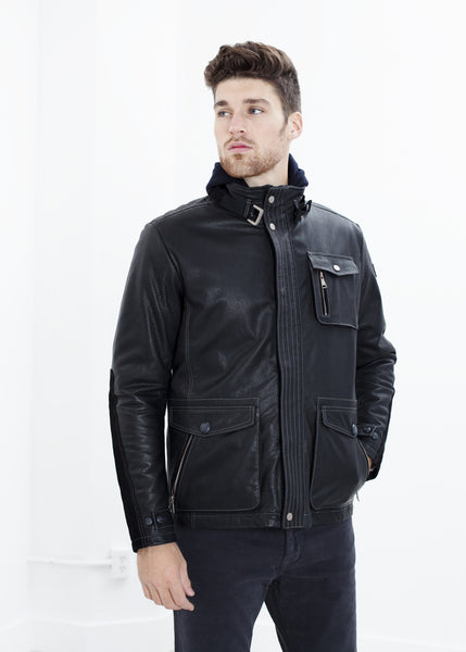 Prince Leather Field Jacket in Meteor - gstuffpro.com