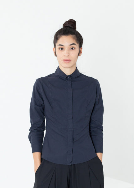 Wrinkled Tux Shirt in Navy - gstuffpro.com