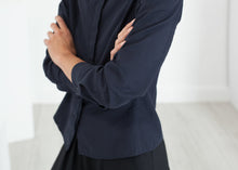 Wrinkled Tux Shirt in Navy - gstuffpro.com