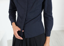 Wrinkled Tux Shirt in Navy - gstuffpro.com
