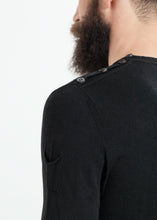 Button Shoulder Pullover in Black - gstuffpro.com