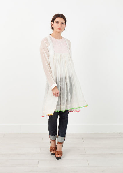 Pink Bib Dress in White - gstuffpro.com