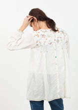 Floral Front Peasant Blouse in White - gstuffpro.com