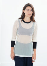 Cuffed Mesh Tee in Cream/Black - gstuffpro.com