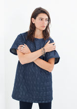 Quilted Mesh Mini Dress in Navy - gstuffpro.com
