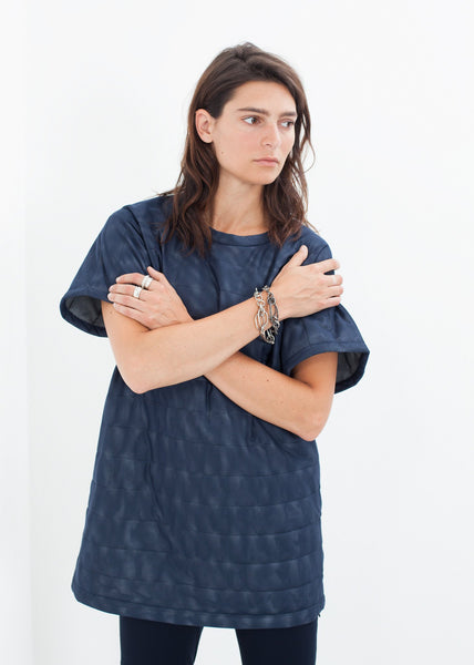 Quilted Mesh Mini Dress in Navy - gstuffpro.com