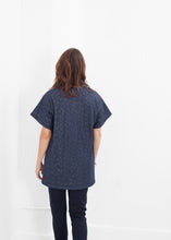 Quilted Mesh Mini Dress in Navy - gstuffpro.com