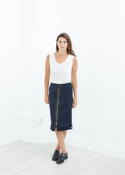 Contrast Zipper Skirt in Navy - gstuffpro.com