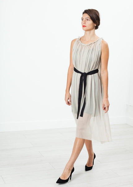Chiffon Cape Back Dress in Sand - gstuffpro.com