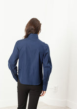 Full Collar Poplin Blouse in Navy - gstuffpro.com