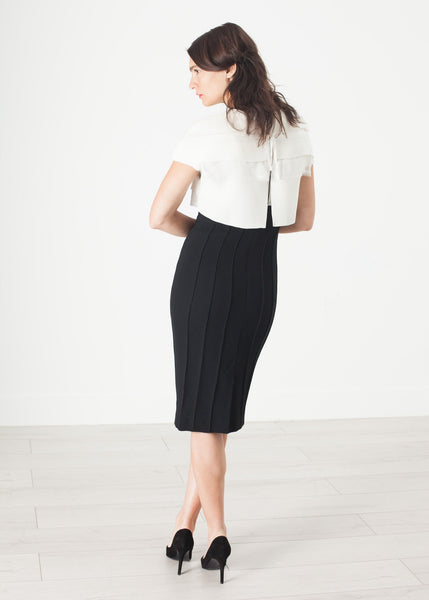 Layered Contrast Dress in Cream/Black - gstuffpro.com