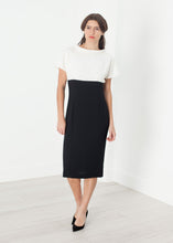 Pearl Fastened Dress in Cream/Black - gstuffpro.com