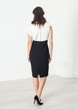 Asymmetric Dress in Cream/Black - gstuffpro.com
