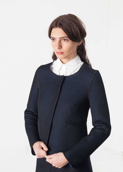 Weave Jacket in Black/Blue - gstuffpro.com