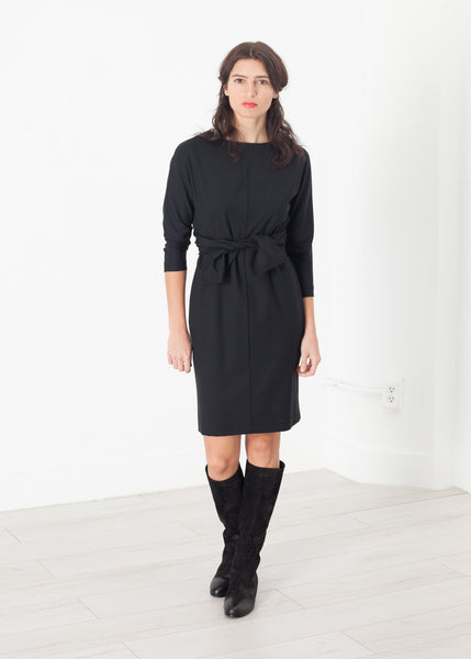 Tie Waist Dress in Black - gstuffpro.com