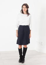 Pleated Wool Skirt in Navy - gstuffpro.com