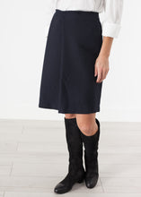 Pleated Wool Skirt in Navy - gstuffpro.com