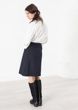 Pleated Wool Skirt in Navy - gstuffpro.com