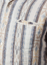 Linen Western Shirt in Beige/Blue - gstuffpro.com