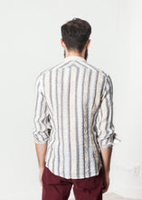 Linen Western Shirt in Beige/Blue - gstuffpro.com